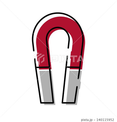 Red horseshoe magnet creating attraction and magnetic field concept Red horseshoe magnet creating attraction and magnetic field concept 140115952