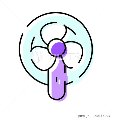 Electric fan rotating blades cooling air circulation icon 140115995