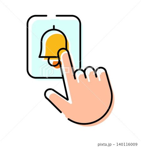 Hand pressing digital bell notification button 140116009