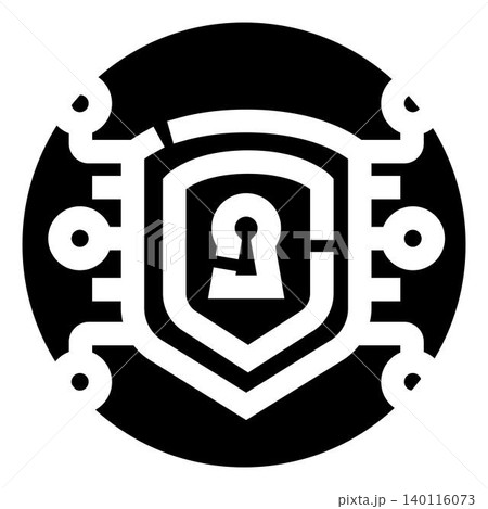 Cybersecurity shield protecting digital data and network access Cybersecurity shield protecting digital data and network access 140116073