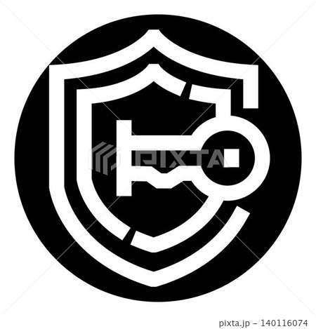 Security shield with key icon ensuring data protection 140116074