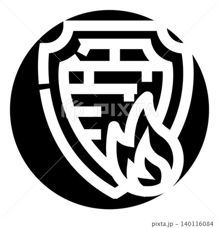 Firewall shield with flames blocking threats digitally 140116084