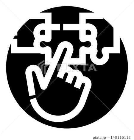 Hand solving puzzle connecting pieces with finger Hand solving puzzle connecting pieces with finger 140116112