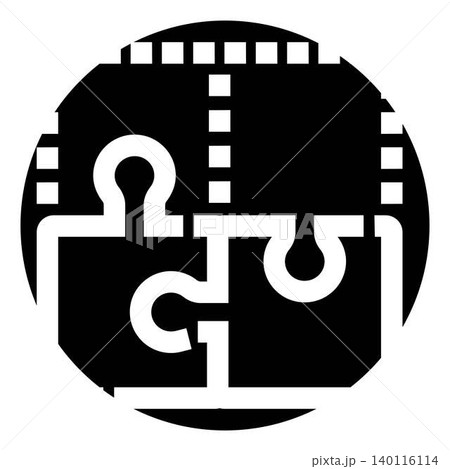 Film reel puzzle piece combining cinema creativity 140116114