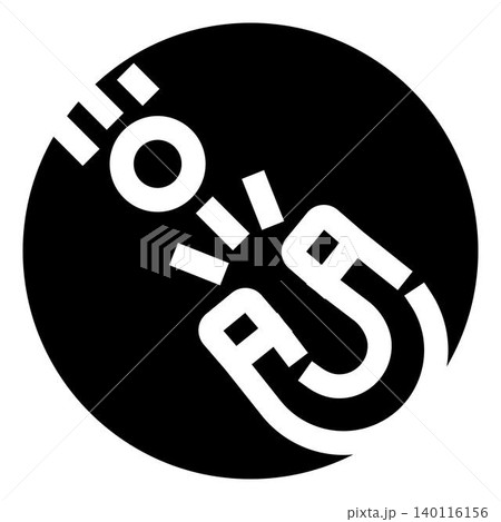 Horseshoe magnet attraction pulling metal particle icon 140116156