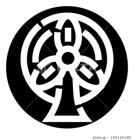 Circular geometric emblem with white abstract design 140116190