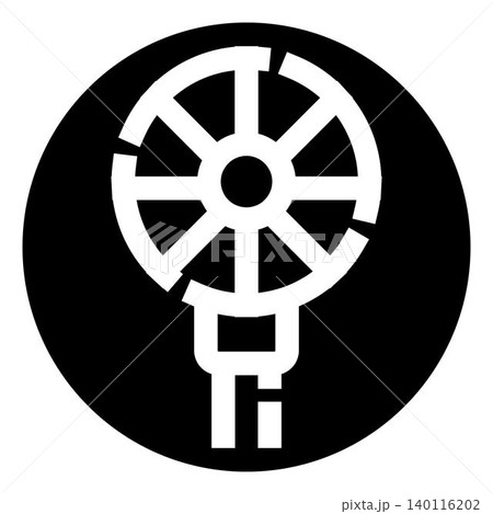 White geometric wheel design on black circle White geometric wheel design on black circle 140116202