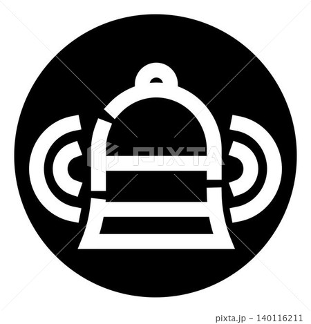 Bell icon emitting sound waves in a black circle 140116211