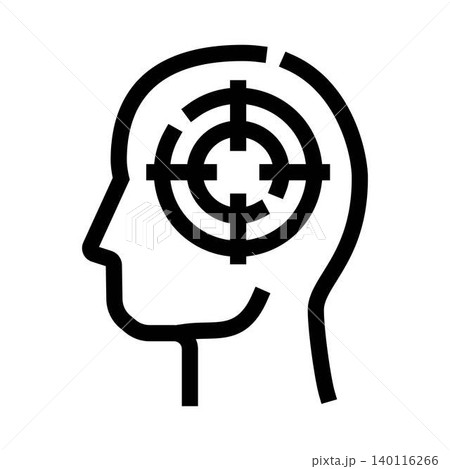 Human head with target focusing on clear objectives Human head with target focusing on clear objectives 140116266