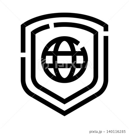 Global network protection shield outline icon Global network protection shield outline icon 140116285