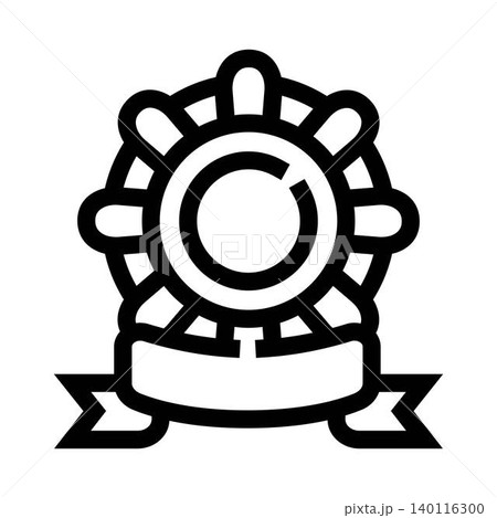 Vector line drawing award badge ribbon winner icon Vector line drawing award badge ribbon winner icon 140116300