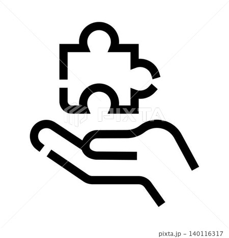 Hand giving a puzzle piece for solution Hand giving a puzzle piece for solution 140116317