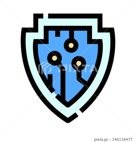 Shield protecting a digital circuit for cybersecurity concept Shield protecting a digital circuit for cybersecurity concept 140116477