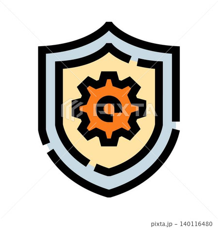 Shield protecting gear icon representing security maintenance 140116480
