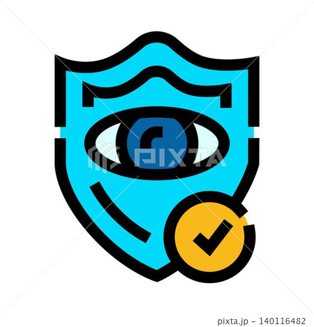 Shield protecting eye with checkmark confirming security Shield protecting eye with checkmark confirming security 140116482
