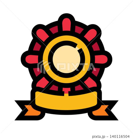 Golden award ribbon medallion for success achievement Golden award ribbon medallion for success achievement 140116504