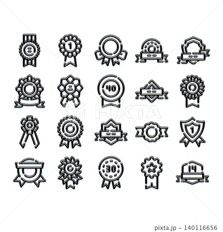 Award, badge, and ribbon achievement icon set 140116656