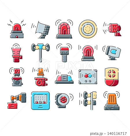 Security alarm and warning system icons 140116717