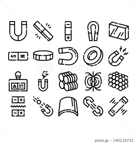 Magnetism and physics science icon set 140116732
