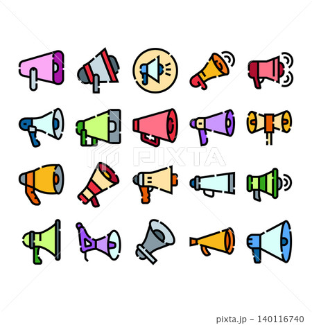 Loudspeaker megaphone communication media announcement collection Loudspeaker megaphone communication media announcement collection 140116740