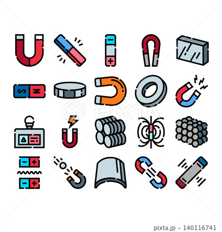 Magnets illustrating physics science and magnetic fields attraction Magnets illustrating physics science and magnetic fields attraction 140116741