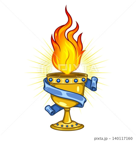Metal cup with fire and ribbon 140117160