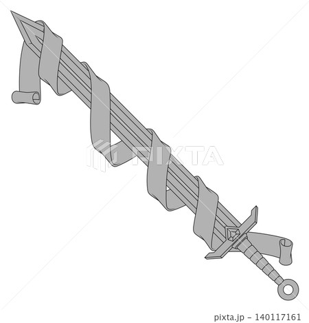 Sword with ribbon gray thick stroke 140117161