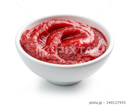 Tomato Sauce or Ketchup in Bowl Isolated on White Background 140117435