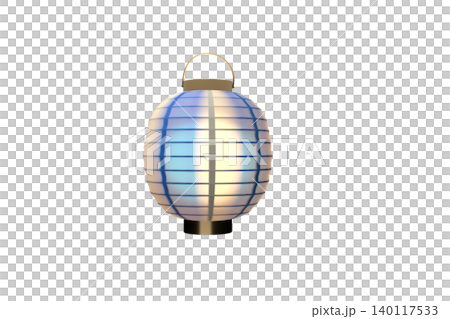 A blue lantern glowing against a transparent background, perfect as a cutout for nighttime events or decorations. 140117533