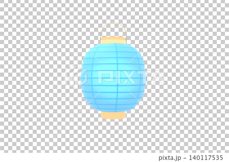 A bright blue lantern in a wooden frame placed on a transparent background, Japanese style material for cutting out. A bright blue lantern in a wooden frame placed on a transparent background, Japanese style material for cutting out. 140117535