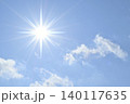青空と太陽　直射日光　フリースペースイメージ 140117635