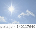 青空と太陽　直射日光　フリースペースイメージ 140117640