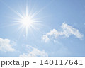 青空と太陽　直射日光　フリースペースイメージ 140117641