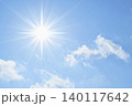 青空と太陽　直射日光　フリースペースイメージ 140117642