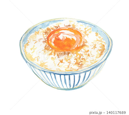 卵かけご飯の水彩イラスト 140117689
