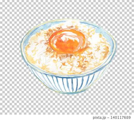 卵かけご飯の水彩イラスト 140117689