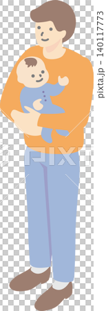 Isometric illustration of a father holding a baby (childcare, men, parenting) Lifestyle material Isometric illustration of a father holding a baby (childcare, men, parenting) Lifestyle material 140117773
