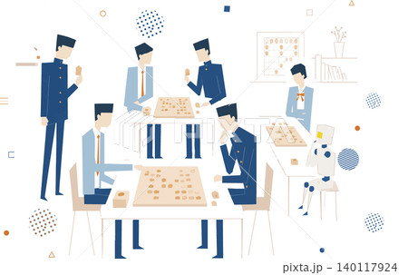 将棋部で対局する中高生とAIロボット 将棋部で対局する中高生とAIロボット 140117924
