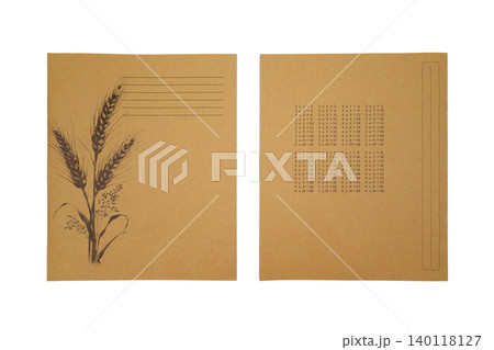 front and back sides of student notebook made of eco kraft paper with multiplication table 140118127