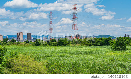 淀川河川敷風景　大阪府高槻市 140118168