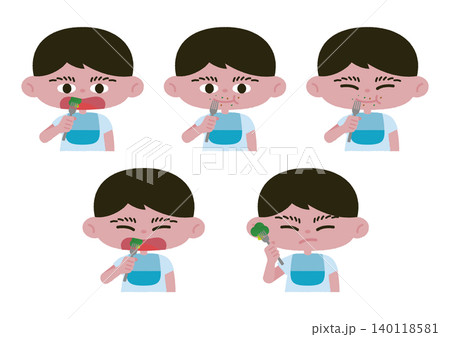 食事をする男の子のベクターイラスト素材セット 食事をする男の子のベクターイラスト素材セット 140118581