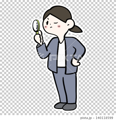 虫眼鏡で観察・調査する女性会社員のイラスト 虫眼鏡で観察・調査する女性会社員のイラスト 140118599