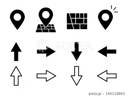地図アイコンセット　マップ　位置情報　案内　ベクターイラスト 140118663