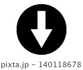 矢印　下向き　下降　標識　下向き矢印アイコン　ベクターイラスト 140118678