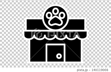 ペットショップのアイコン：肉球マークのシンプルな店舗イラスト 140119008