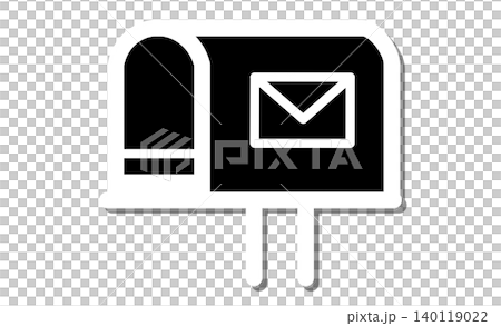 Postal service and letter pictograms: Simple monochrome line drawings of a mailbox and envelope. Postal service and letter pictograms: Simple monochrome line drawings of a mailbox and envelope. 140119022