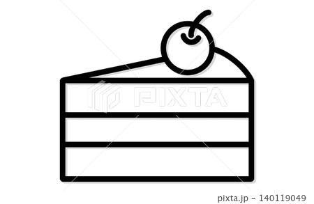 ケーキ屋のアイコン：さくらんぼがのったショートケーキのシンプルイラスト 140119049