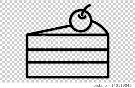 ケーキ屋のアイコン：さくらんぼがのったショートケーキのシンプルイラスト 140119049
