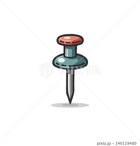 A meticulously crafted illustration features a lone, colorful pin against a white background. Its clean lines and minimalist style make it versatile for diverse design projects, perfect for 140119480