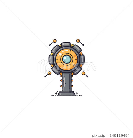 A playful representation of a mechanical flower blends organic and technological elements showcasing complex gears and radiating energy. The futuristic design evokes innovative concepts in A playful representation of a mechanical flower blends organic and technological elements showcasing complex gears and radiating energy. The futuristic design evokes innovative concepts in 140119494
